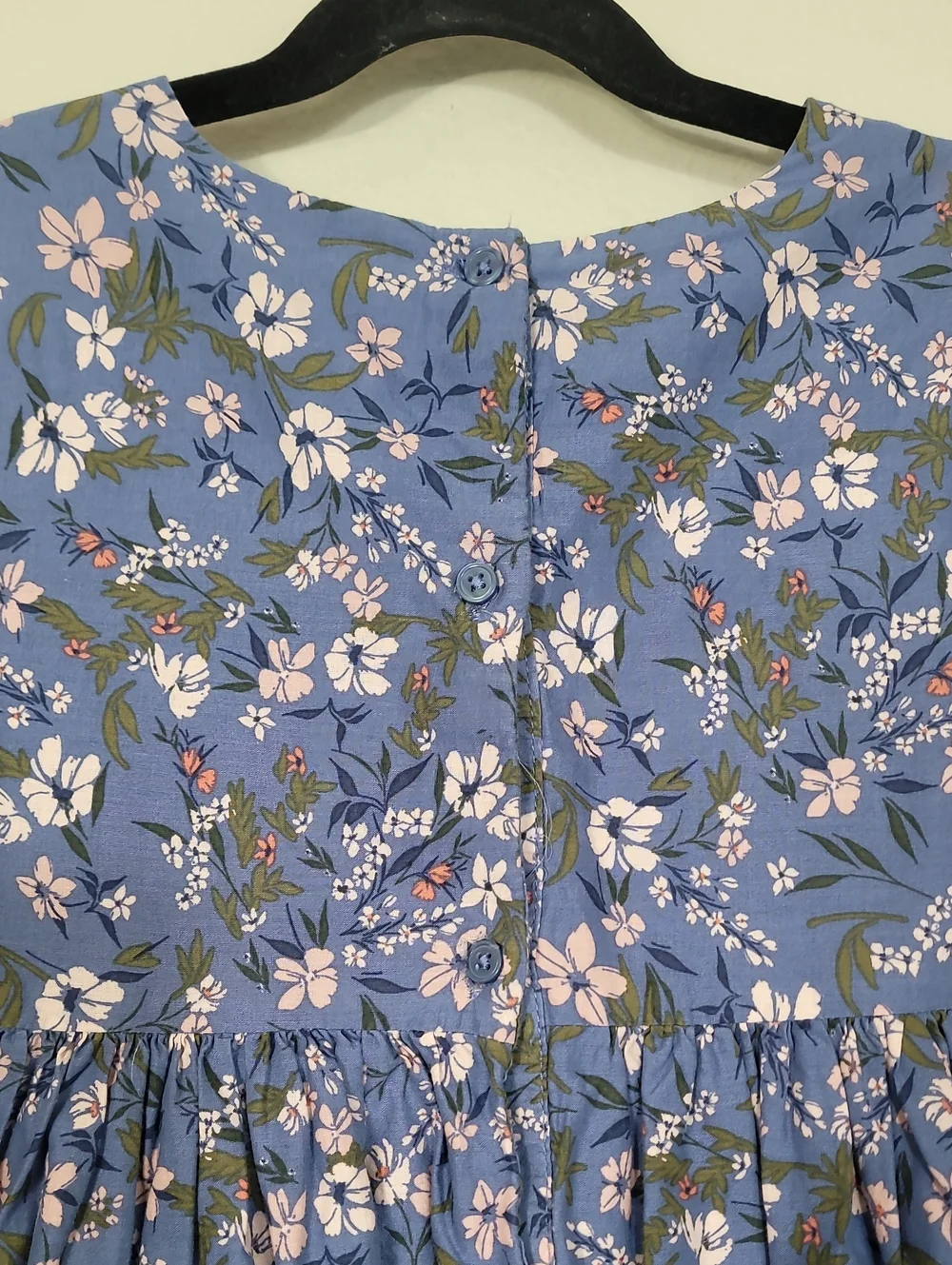 OshKosh Bgosh Girls Floral Dress Size 5 Blue Cotton Fit & Flare Garden Easter